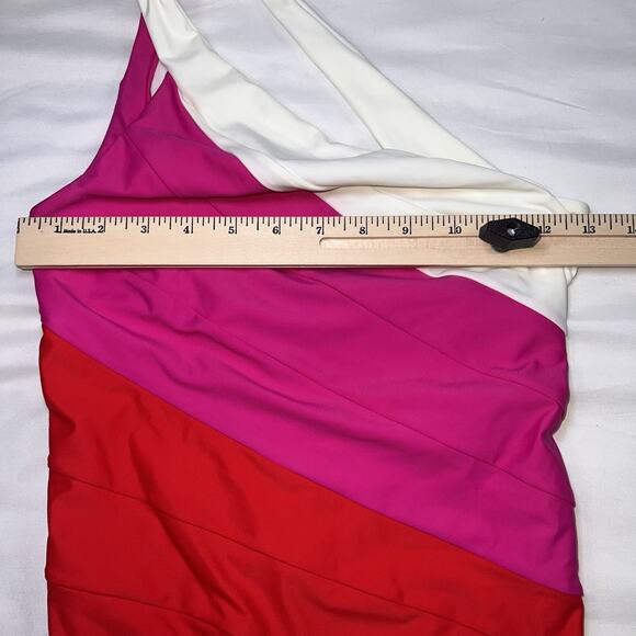 Summersalt Swimsuit Size 2LT Tall Pink Red White Sidestroke One Shoulder Piece - Picture 7 of 15